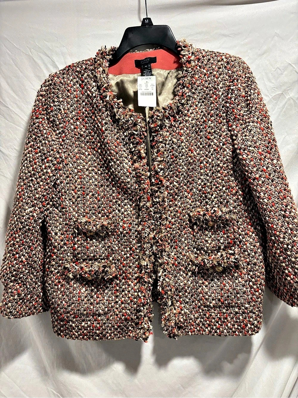 J.Crew Collier Tweed Jacket in Brown & Red Size 10
